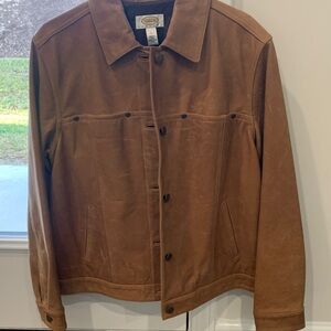 Talbots Petites Brown Leather Bomber Jacket Sz LP